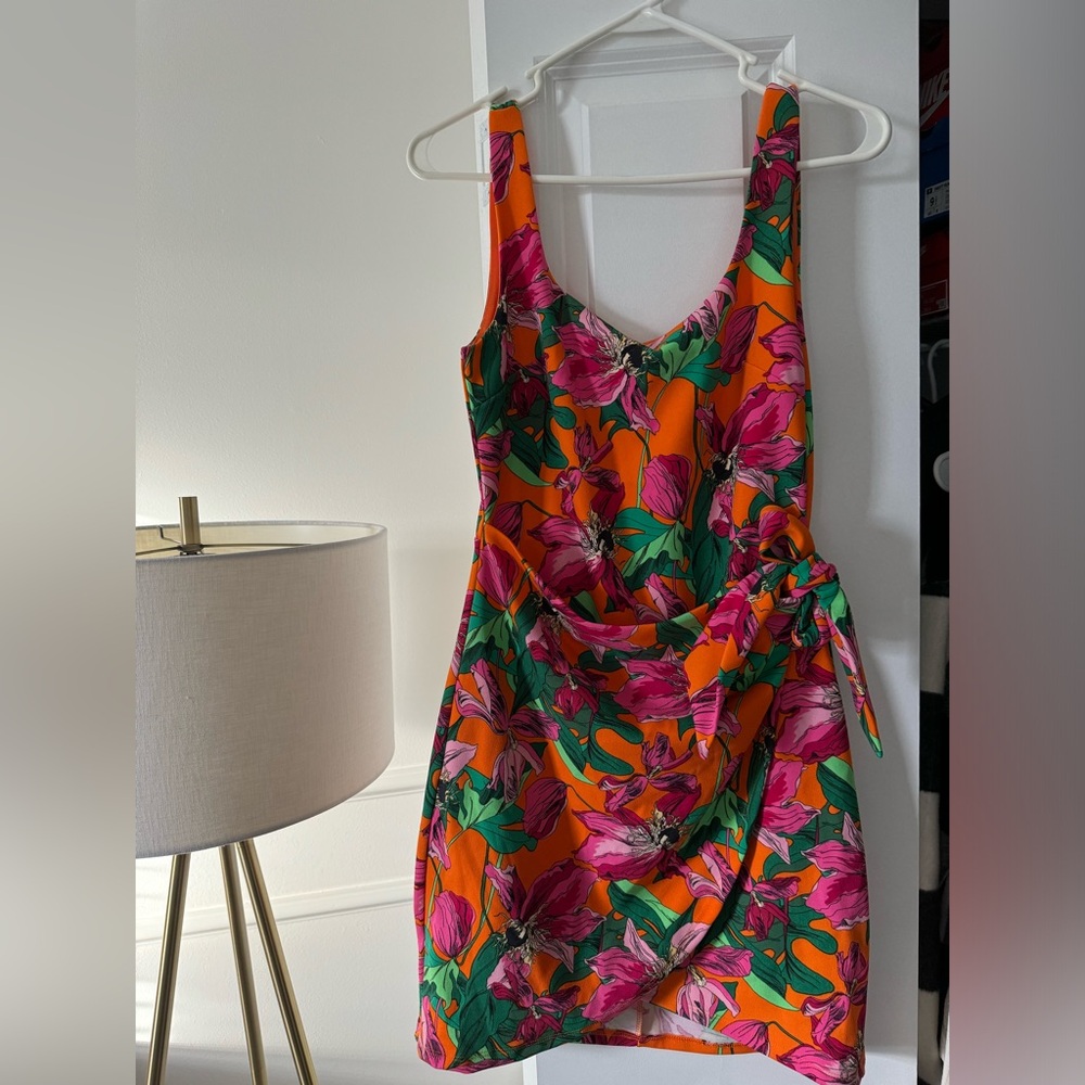 Express floral wrap tie front mini dress. USED ONCE.